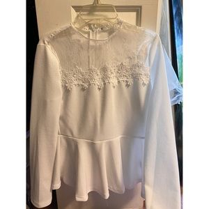 White Lace Long-sleeve Shirt